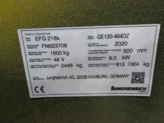 Carretilla elevadora segunda mano JUNGHEINRICH EFG 216k SP GE 120-464 DZ Li-Ion ELEKTRO VIERRADFRONTSTAPLER (13014516)