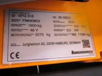 Carretilla elevadora segunda mano JUNGHEINRICH EFG 316 SP GE 115-500 DZ ELEKTRO VIERRADFRONTSTAPLER (13055283)