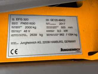 Carretilla elevadora segunda mano JUNGHEINRICH EFG 320 Baujahr 2017 Stunden 1629 HH 4640 ELEKTRO VIERRADFRONTSTAPLER (13071045)