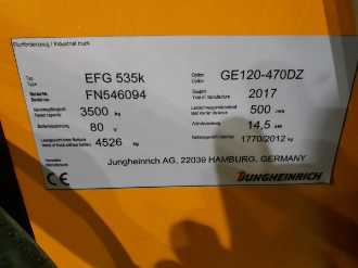 Carretilla elevadora segunda mano JUNGHEINRICH EFG 535k SP GE 120- 470DZ ELEKTRO VIERRADFRONTSTAPLER (13066947)