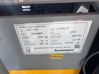 Carretilla elevadora segunda mano JUNGHEINRICH EJC 112z Baujahr 2018 Hubhöhe 2,9M Initialhub ELEKTRO HOCHHUBWAGENDEICHSEL (13074923)
