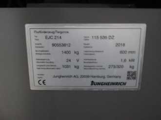 Carretilla elevadora segunda mano JUNGHEINRICH EJC 214 G 115-535 DZ Li-Ion ELEKTRO HOCHHUBWAGENDEICHSEL (13037983)