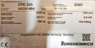 Carretilla elevadora segunda mano JUNGHEINRICH ERE 225 FP KH Li 115-54 ELEKTRO NIEDERHUBWAGENFAHRERSTAND (13026501)