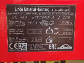 Carretilla elevadora segunda mano LINDE L16APi/1173 ELEKTRO HOCHHUBWAGENDEICHSEL (13065944)