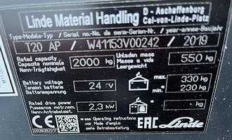 Carretilla elevadora segunda mano LINDE T20AP - 1153 ELEKTRO NIEDERHUBWAGENDEICHSEL (13055954)
