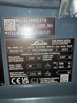Chariot élévateur d'occasion LINDE EG16P/1275-02 ELEKTRO VIERRADFRONTSTAPLER (12885369)