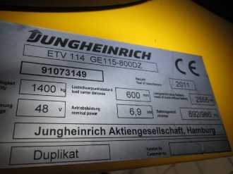Used Forklift Truck JUNGHEINRICH ETV 114 MP GE 115-800 DZ ELEKTRO SCHUBMASTSTAPLER (13022936)