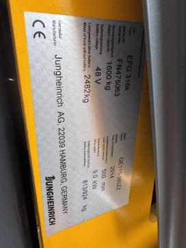 Gabelstapler gebraucht JUNGHEINRICH EFG 316 Baujahr 2014 Stunden 3924 Akku 2023 ELEKTRO VIERRADFRONTSTAPLER (13074498)