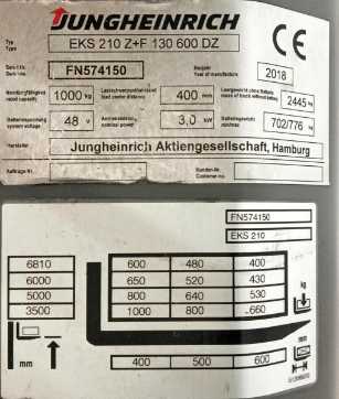 Gabelstapler gebraucht JUNGHEINRICH EKS 210 Z 080-600 DZ ELEKTRO HOCHHUBKOMMISSIONIERER (13075029)