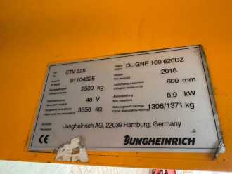 Gabelstapler gebraucht JUNGHEINRICH ETV 325 Baujahr 2016 / HH 6200 Akku 2026 Neu ELEKTRO SCHUBMASTSTAPLER (13001003)