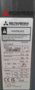 Gabelstapler gebraucht MITSUBISHI PBP20N3 ELEKTRO HOCHHUBWAGENDEICHSEL (13061083)