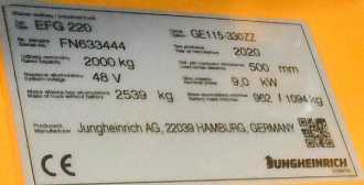 Használt targonca JUNGHEINRICH EFG 220 SP GE 115 330 ZZ ELEKTRO VIERRADFRONTSTAPLER (13072916)