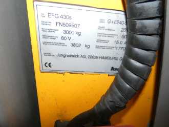 Használt targonca JUNGHEINRICH EFG 430 S 550 DZ ELEKTRO VIERRADFRONTSTAPLER (13076064)