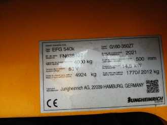 Használt targonca JUNGHEINRICH EFG 540k MP ZVG+G+E 115-350 ZT ELEKTRO VIERRADFRONTSTAPLER (13072110)