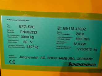 Használt targonca JUNGHEINRICH EFG S30 GE 115-470 DZ ELEKTRO VIERRADFRONTSTAPLER (12984276)