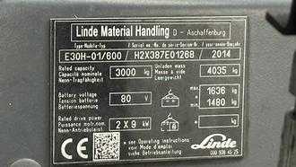 Használt targonca LINDE E 30 H -01 600 ELEKTRO VIERRADFRONTSTAPLER (13075620)