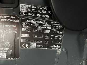 Használt targonca LINDE E16-02 ELEKTRO DREIRADFRONTSTAPLER (13075066)