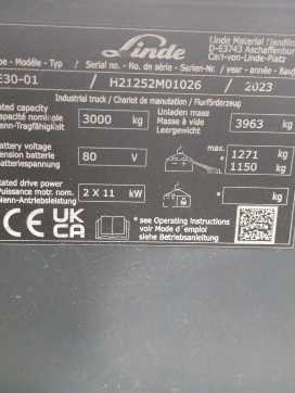 Használt targonca LINDE E30-1252-01 ELEKTRO VIERRADFRONTSTAPLER (13069006)