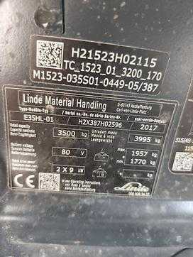 Használt targonca LINDE E35HL-01 ELEKTRO VIERRADFRONTSTAPLER (13071205)