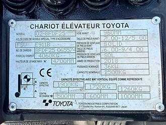 Használt targonca TOYOTA 02-8FDF25 GAS VIERRADFRONTSTAPLER (13064266)