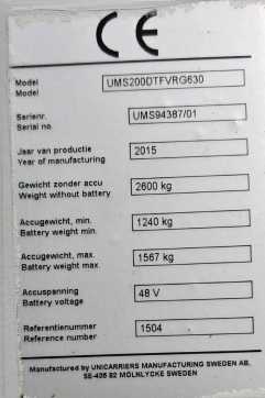 Használt targonca UNICARRIERS UMS 200 DTFVRG630 WEITERE SCHUBMASTSTAPLER (12989240)