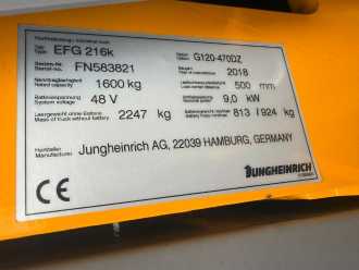 Heftruck gebruikt JUNGHEINRICH EFG 216k Baujahr 2017 / Stunden 1650 HH 4700 ELEKTRO DREIRADFRONTSTAPLER (13065439)