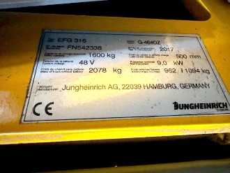 Heftruck gebruikt JUNGHEINRICH EFG 316 G-464DZ ELEKTRO VIERRADFRONTSTAPLER (12823124)