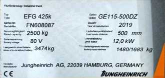 Heftruck gebruikt JUNGHEINRICH EFG 425k SP GE 115-500 DZ ELEKTRO VIERRADFRONTSTAPLER (12979644)