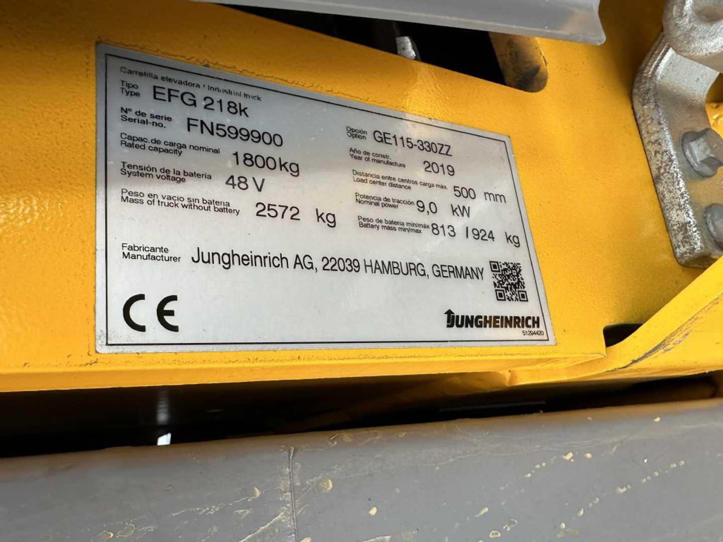 Used Forklift Jungheinrich EFG 216 Baujahr 2019 / Stunden 17827 HH 3,3M/ Duplex 3 ratų šakinis krautuvas (Image 6)