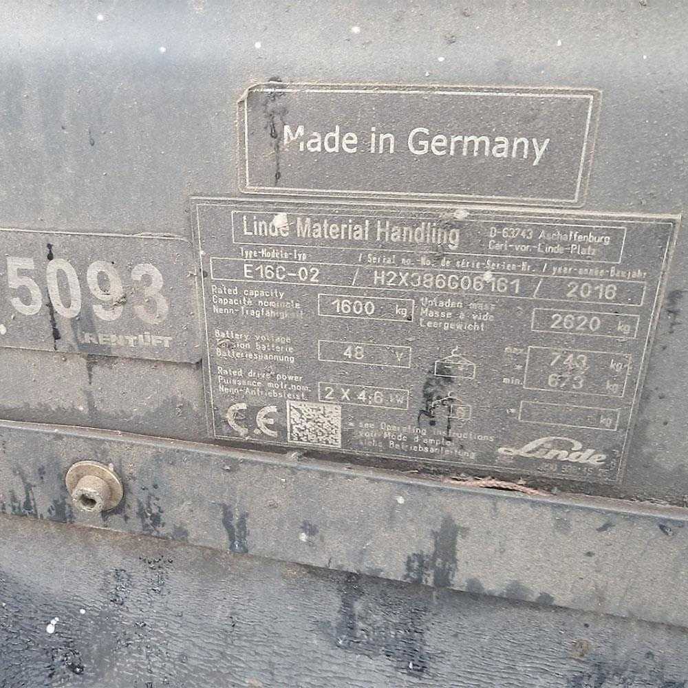 Used Forklift Linde E16C-386 3 ratų šakinis krautuvas (Image 6) Used Forklift Linde E16C-386 3 ratų šakinis krautuvas (Image 6)