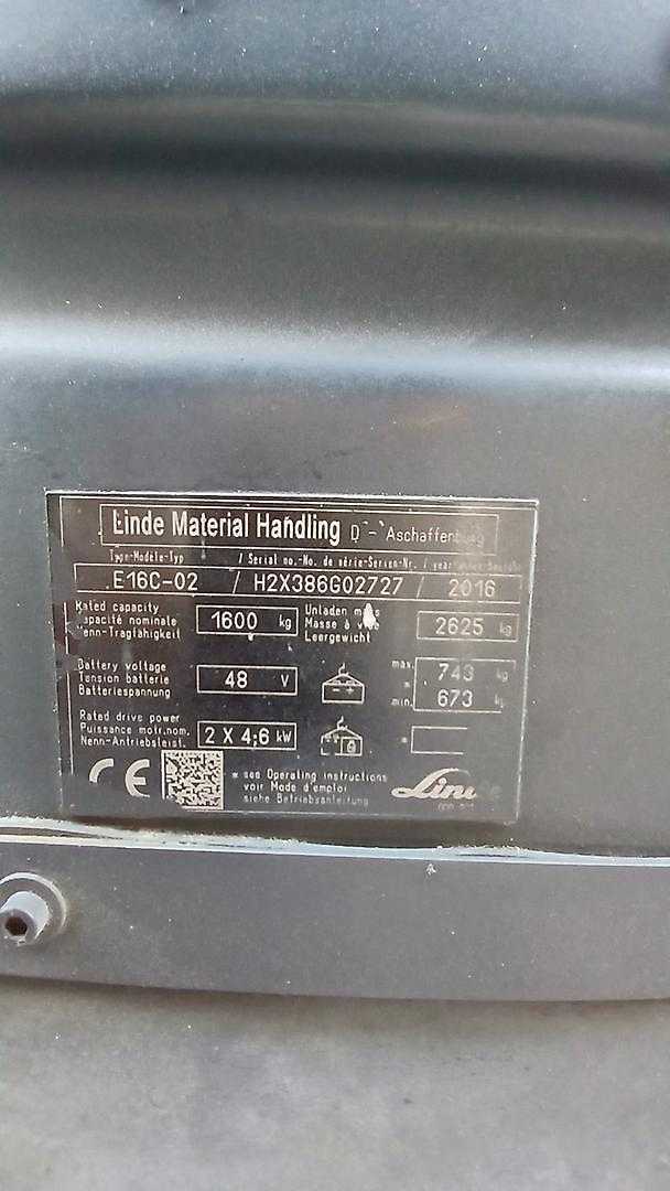 Used Forklift Linde E16C-02 3 ratų šakinis krautuvas (Image 2) Used Forklift Linde E16C-02 3 ratų šakinis krautuvas (Image 2)