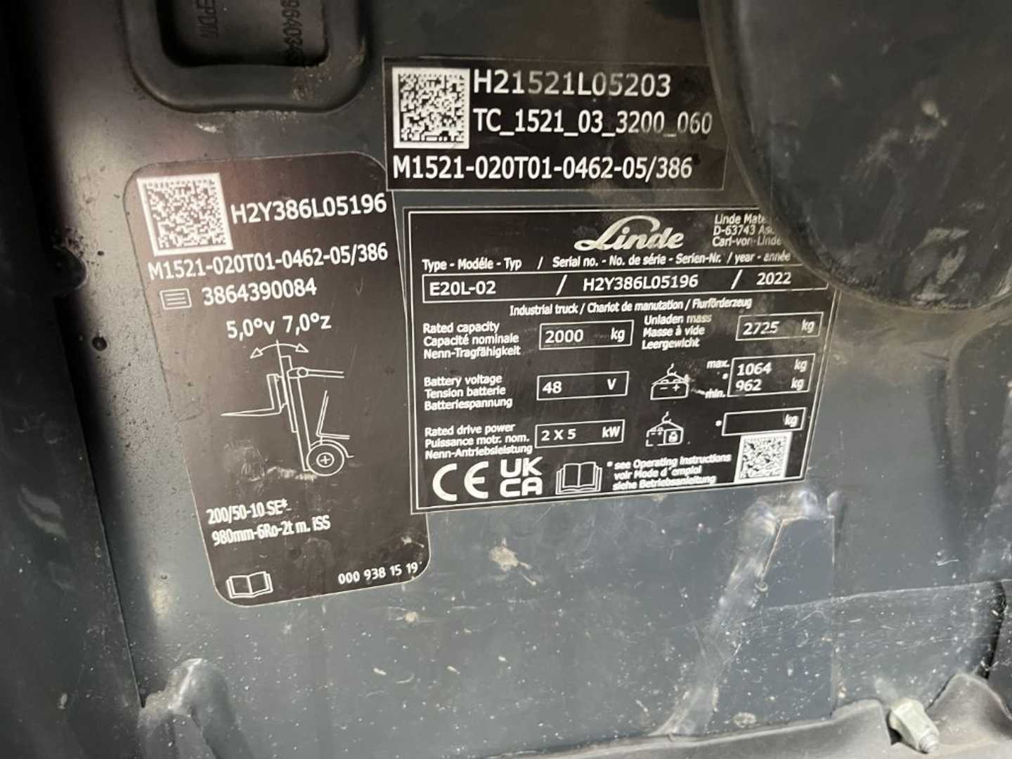 Used Forklift Linde E20L-02 3 ratų šakinis krautuvas (Image 4) Used Forklift Linde E20L-02 3 ratų šakinis krautuvas (Image 4)