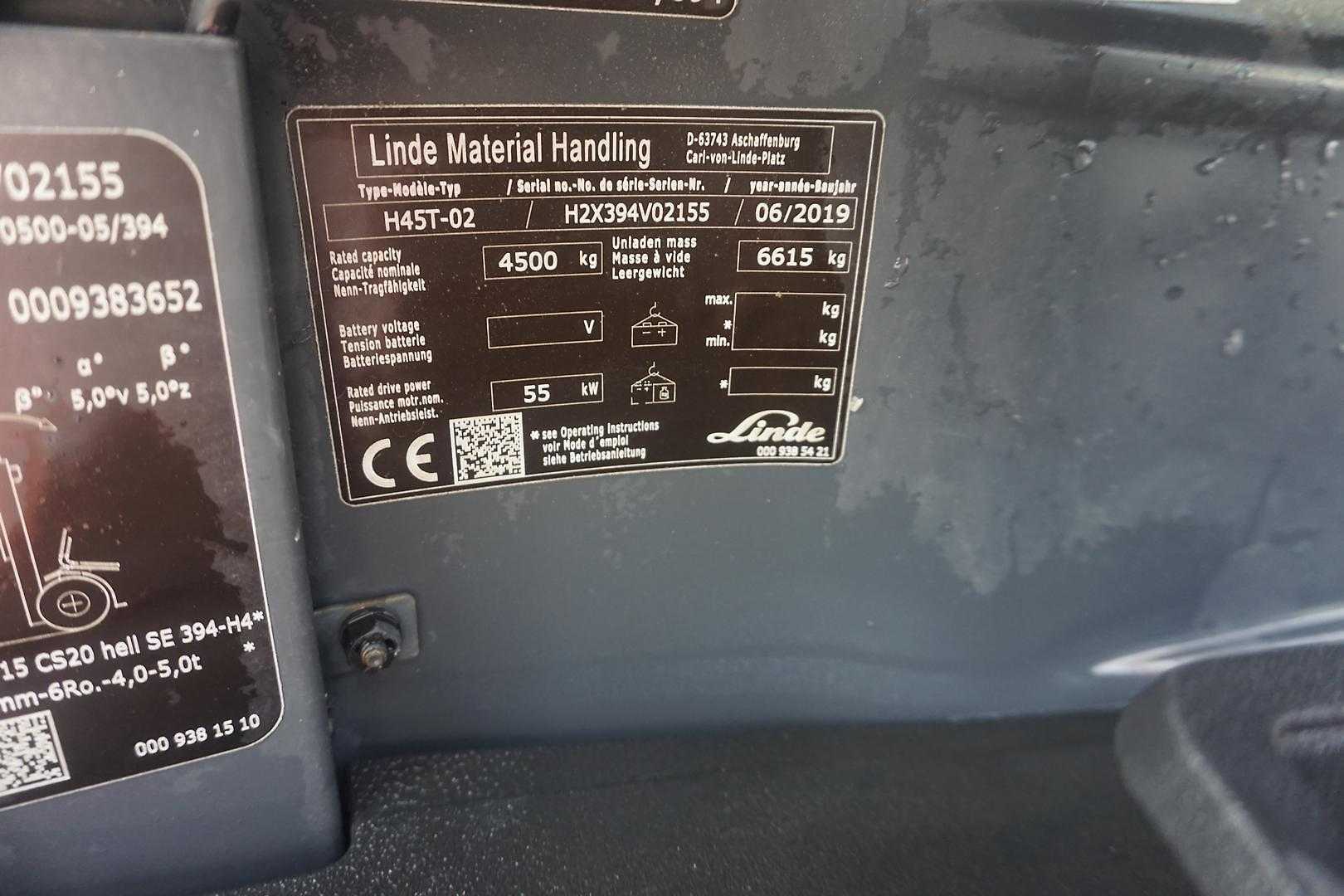 Used Forklift Linde H 45T-02 - 2019er 4 ratų šakinis krautuvas (Image 8)