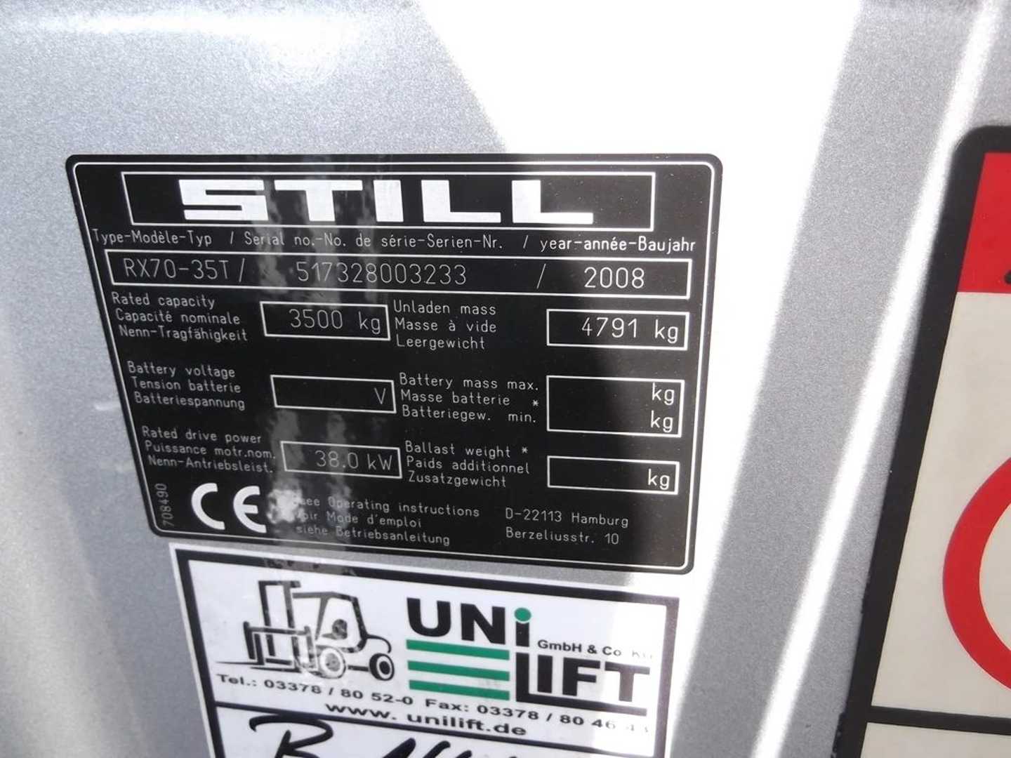 Used Forklift STILL RX 70-35T/7328 2008 4 ratų šakinis krautuvas (Image 9) Used Forklift STILL RX 70-35T/7328 2008 4 ratų šakinis krautuvas (Image 9)