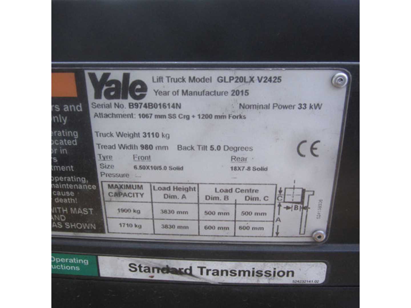 Used Forklift Yale GLP20LX 4 ratų šakinis krautuvas (Image 5) Used Forklift Yale GLP20LX 4 ratų šakinis krautuvas (Image 5)