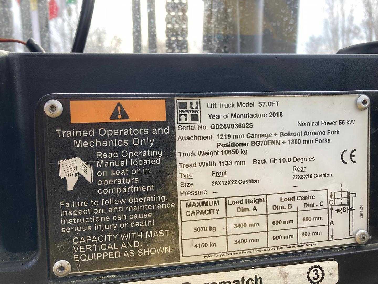 Used Forklift Hyster S7.0FT 4 ratų šakinis krautuvas (Image 3) Used Forklift Hyster S7.0FT 4 ratų šakinis krautuvas (Image 3)