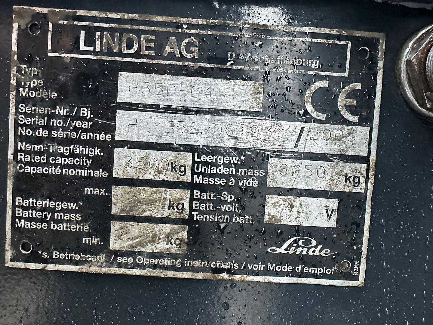 Used Forklift Linde H35D 4 ratų šakinis krautuvas (Image 6) Used Forklift Linde H35D 4 ratų šakinis krautuvas (Image 6)