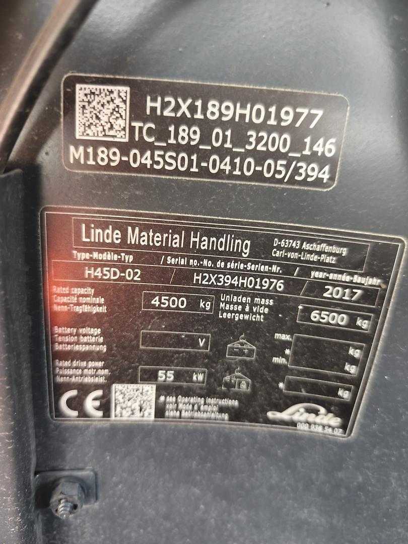 Used Forklift Linde H45D-02 4 ratų šakinis krautuvas (Image 8) Used Forklift Linde H45D-02 4 ratų šakinis krautuvas (Image 8)