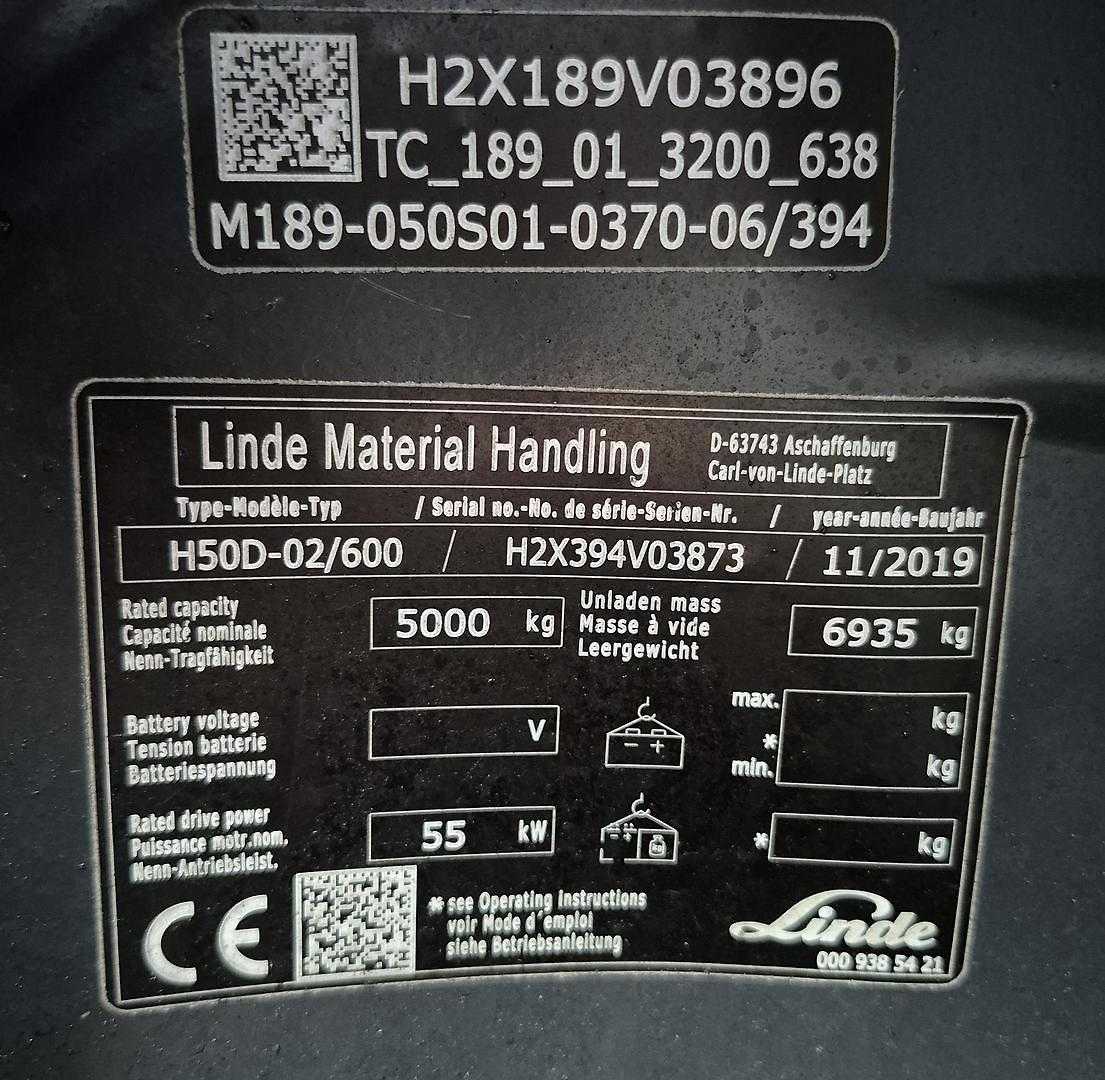 Used Forklift Linde H50D/600 - 394 4 ratų šakinis krautuvas (Image 7) Used Forklift Linde H50D/600 - 394 4 ratų šakinis krautuvas (Image 7)