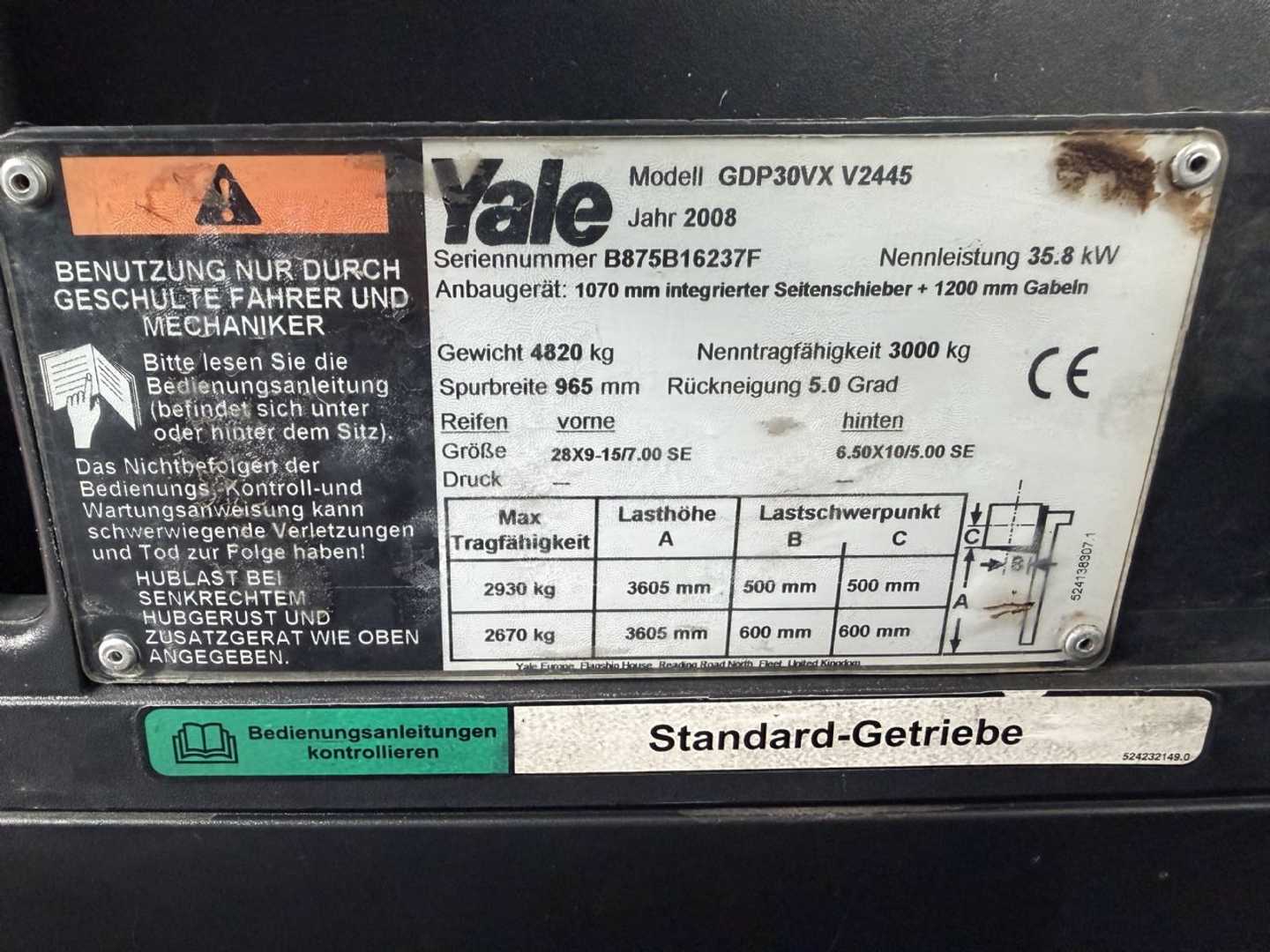 Used Forklift Yale GDP30VX 4 ratų šakinis krautuvas (Image 5)