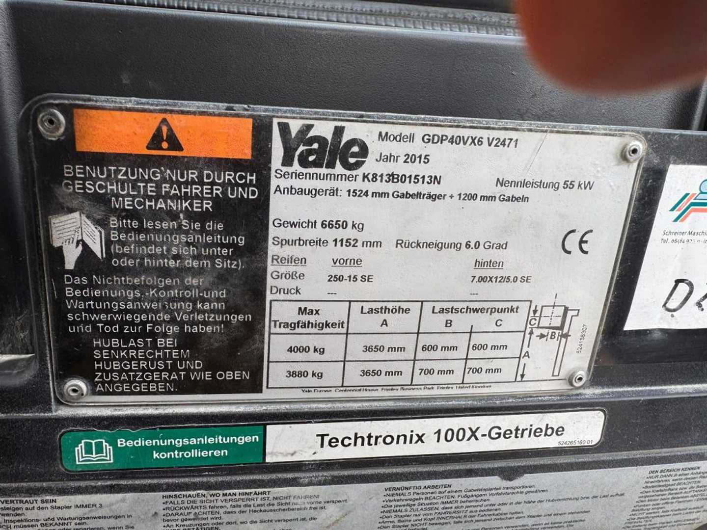 Used Forklift Yale GDP 40 VX6 Baujahr 2015 /Stunden 14051/ Kabine/Duplex 4 ratų šakinis krautuvas (Image 4)