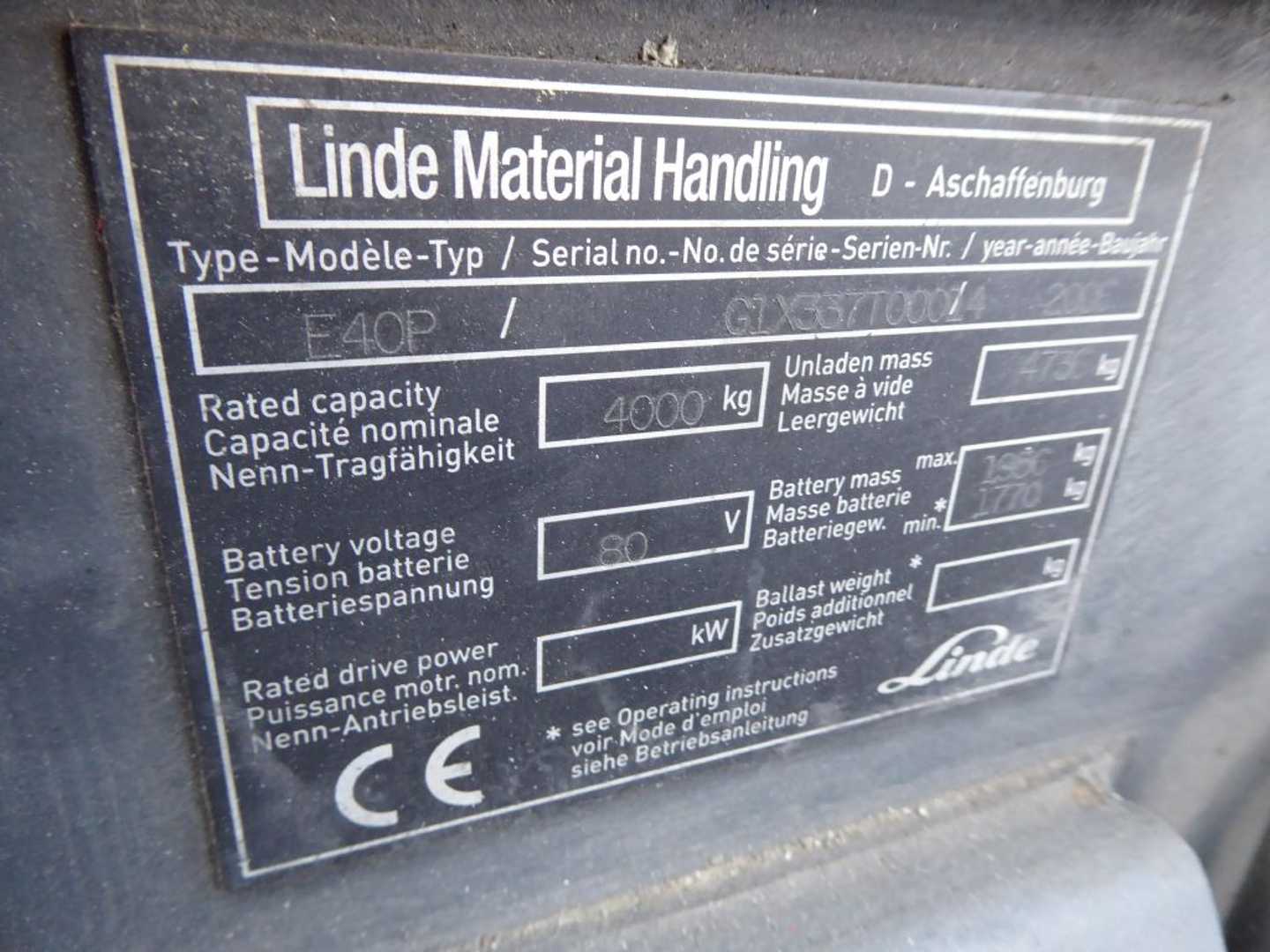 Used Forklift Linde E40P 4 ratų šakinis krautuvas (Image 3)