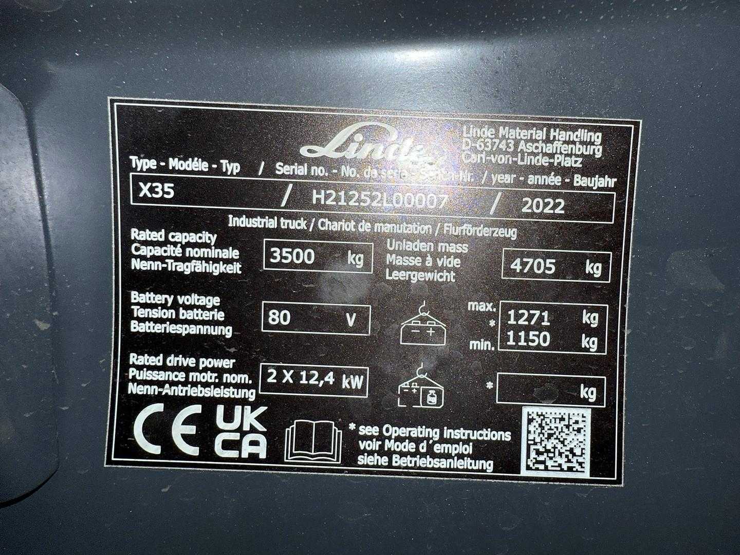 Used Forklift Linde X35/1252 Li-ION 4 ratų šakinis krautuvas (Image 5)