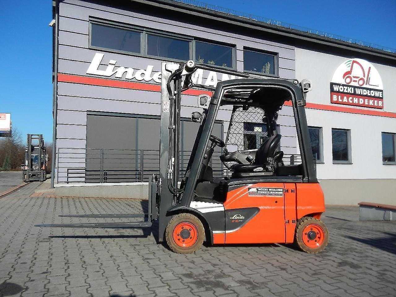 Used Forklift Linde E16P-02 Triplex , side shift 4 ratų šakinis krautuvas (Image 1)