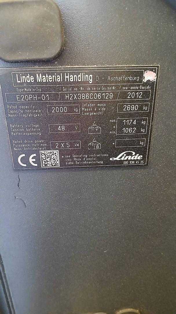 Used Forklift Linde E20PH-01 4 ratų šakinis krautuvas (Image 6) Used Forklift Linde E20PH-01 4 ratų šakinis krautuvas (Image 6)