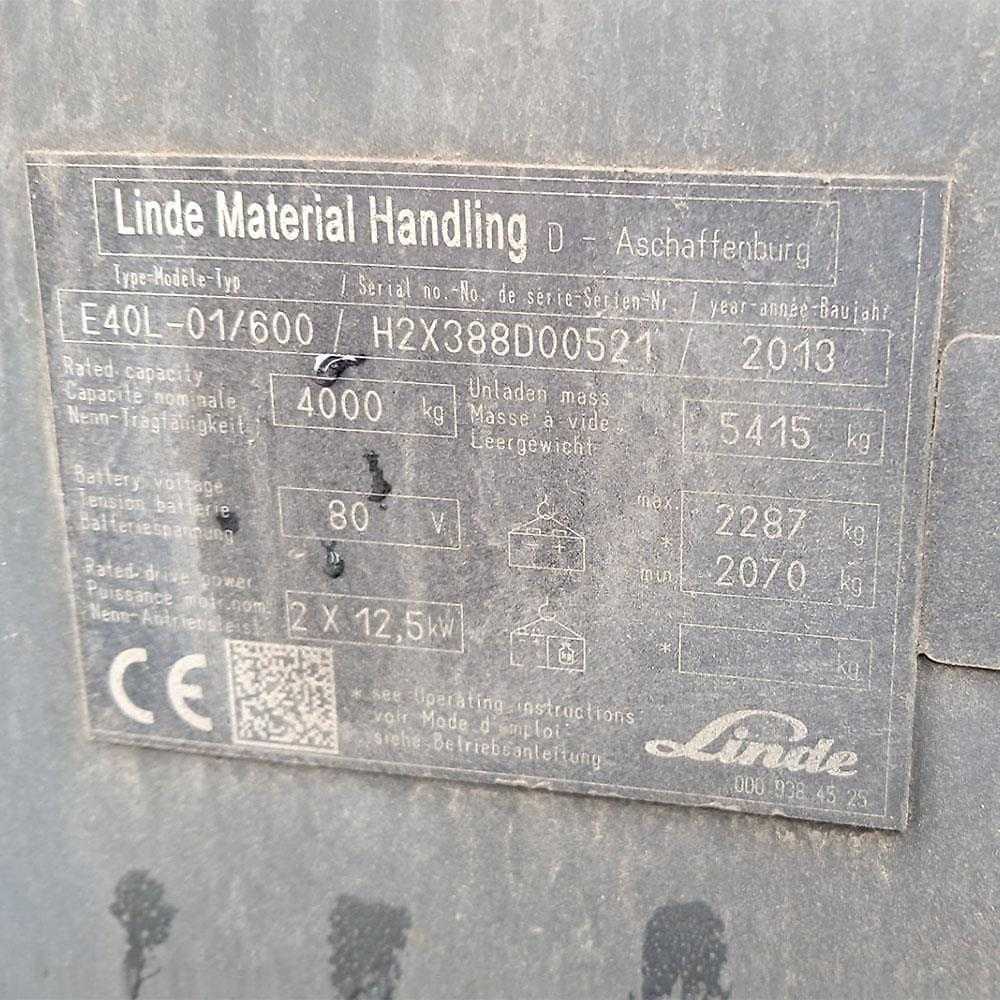 Used Forklift Linde E40/600L-388 4 ratų šakinis krautuvas (Image 5) Used Forklift Linde E40/600L-388 4 ratų šakinis krautuvas (Image 5)