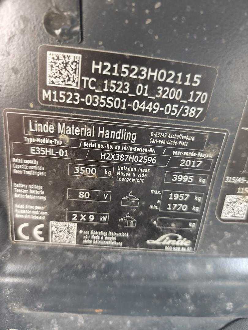 Used Forklift Linde E35HL-01 4 ratų šakinis krautuvas (Image 7) Used Forklift Linde E35HL-01 4 ratų šakinis krautuvas (Image 7)