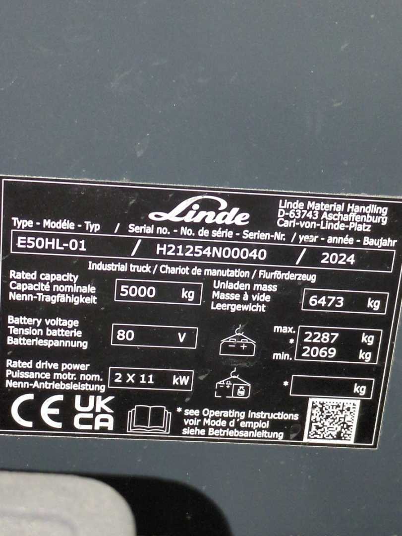 Used Forklift Linde E50HL-1254-01 4 ratų šakinis krautuvas (Image 6) Used Forklift Linde E50HL-1254-01 4 ratų šakinis krautuvas (Image 6)