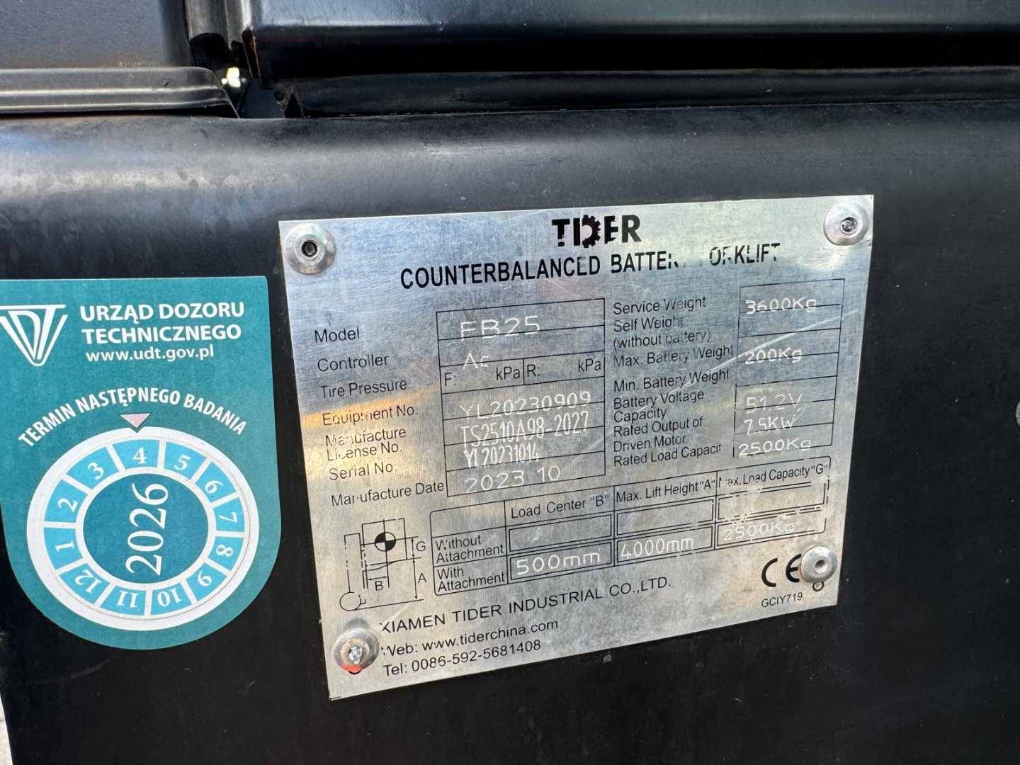 Used Forklift Other TIDER FB25 // Lithium ion battery 4 ratų šakinis krautuvas (Image 6) Used Forklift Other TIDER FB25 // Lithium ion battery 4 ratų šakinis krautuvas (Image 6)