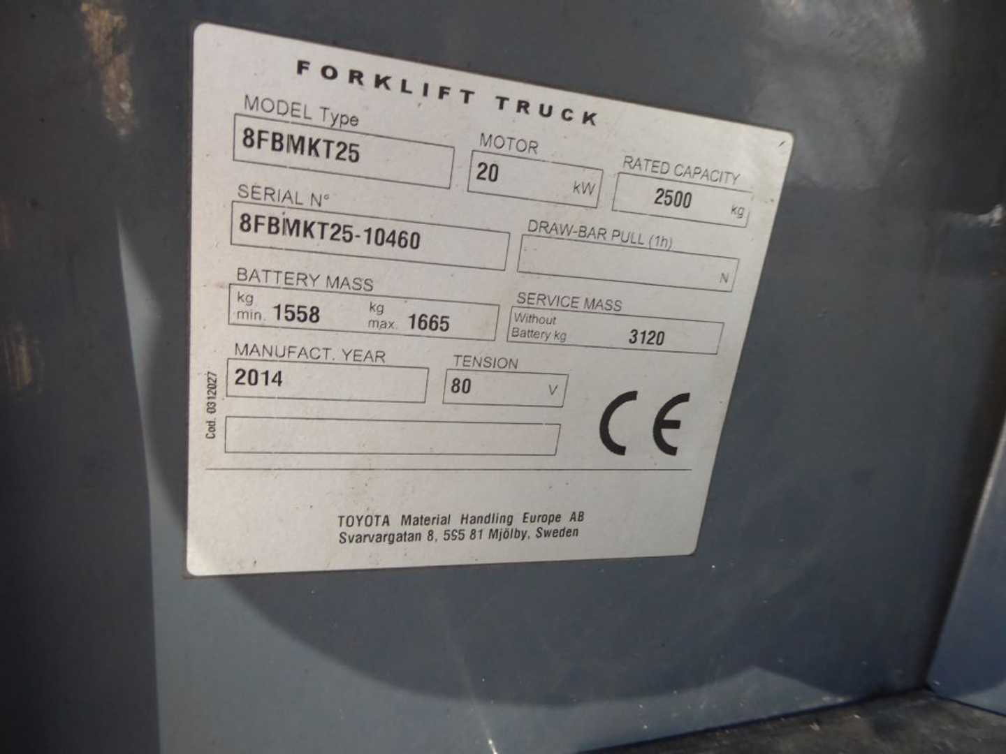 Used Forklift Toyota 8FBEKT25 4 ratų šakinis krautuvas (Image 3)